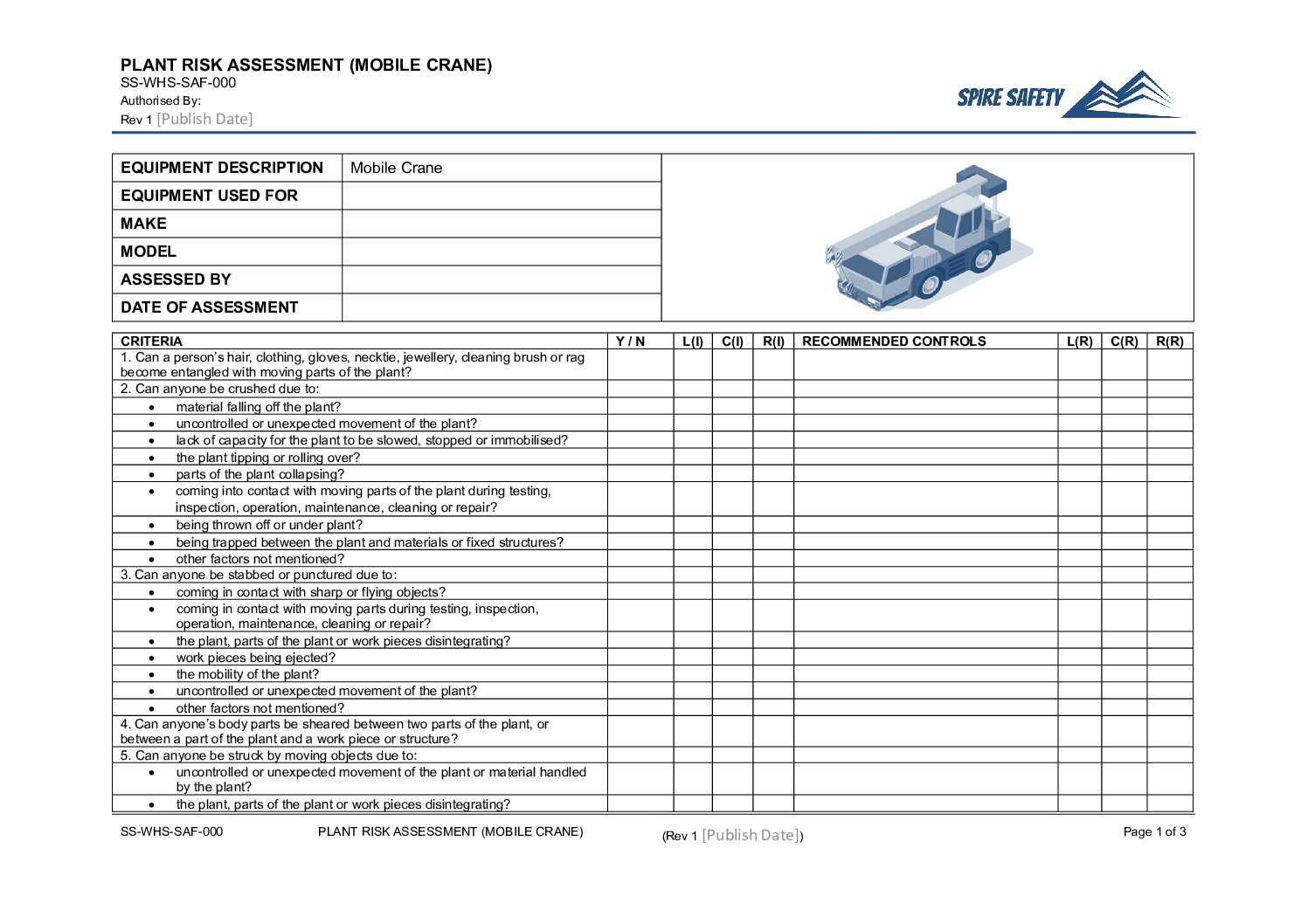 Free Mobile Crane Risk Assessment Template image