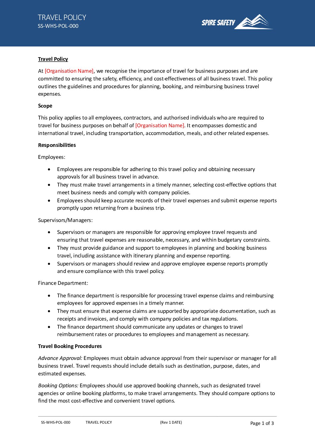 Free Travel Policy Template image