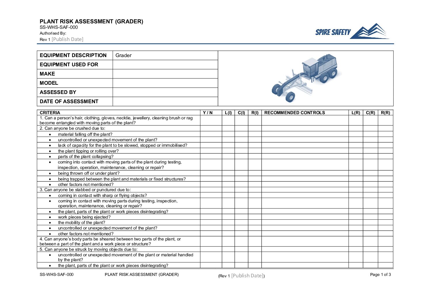 Free Grader Risk Assessment Template image