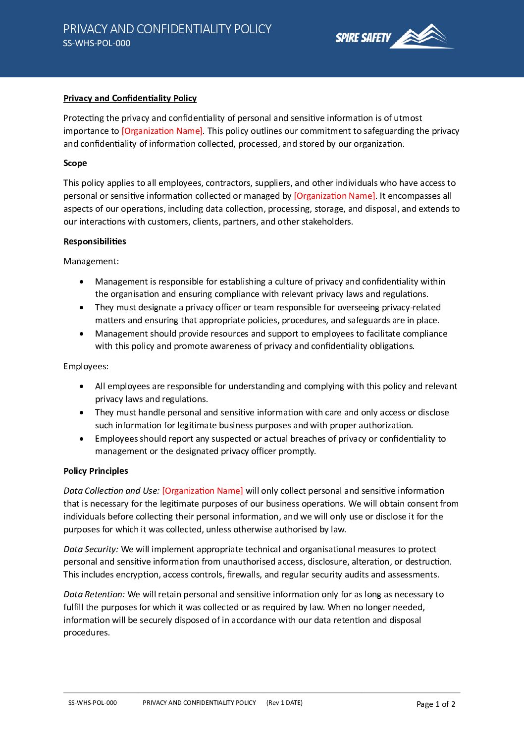 Free Privacy and Confidentiality Policy Template image