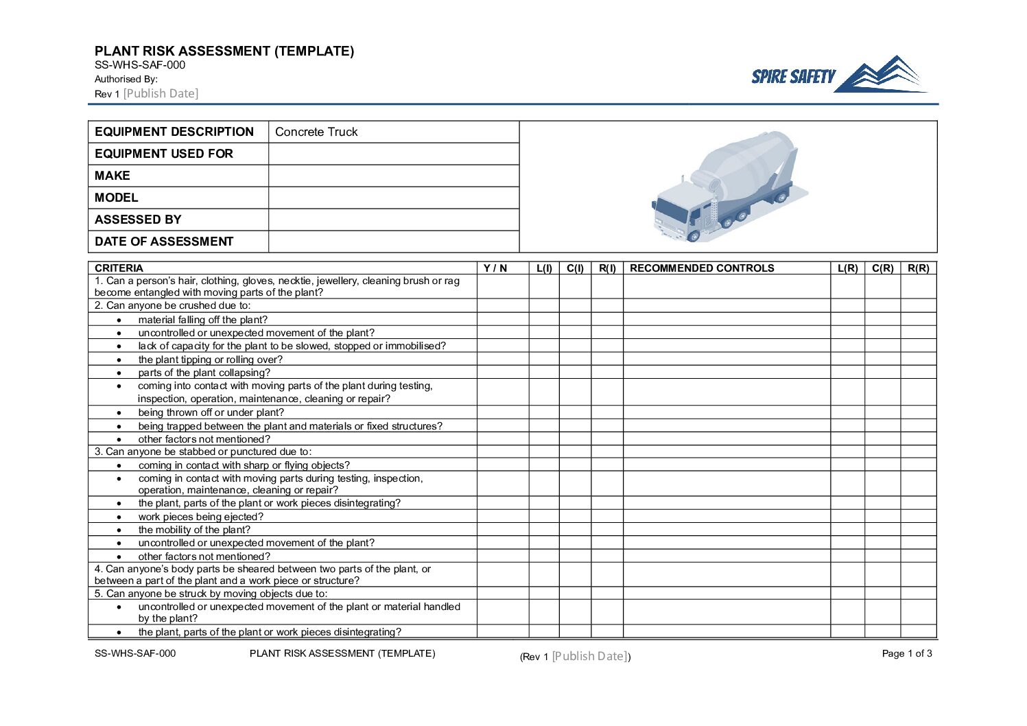 Free Concrete Truck Risk Assessment Template image