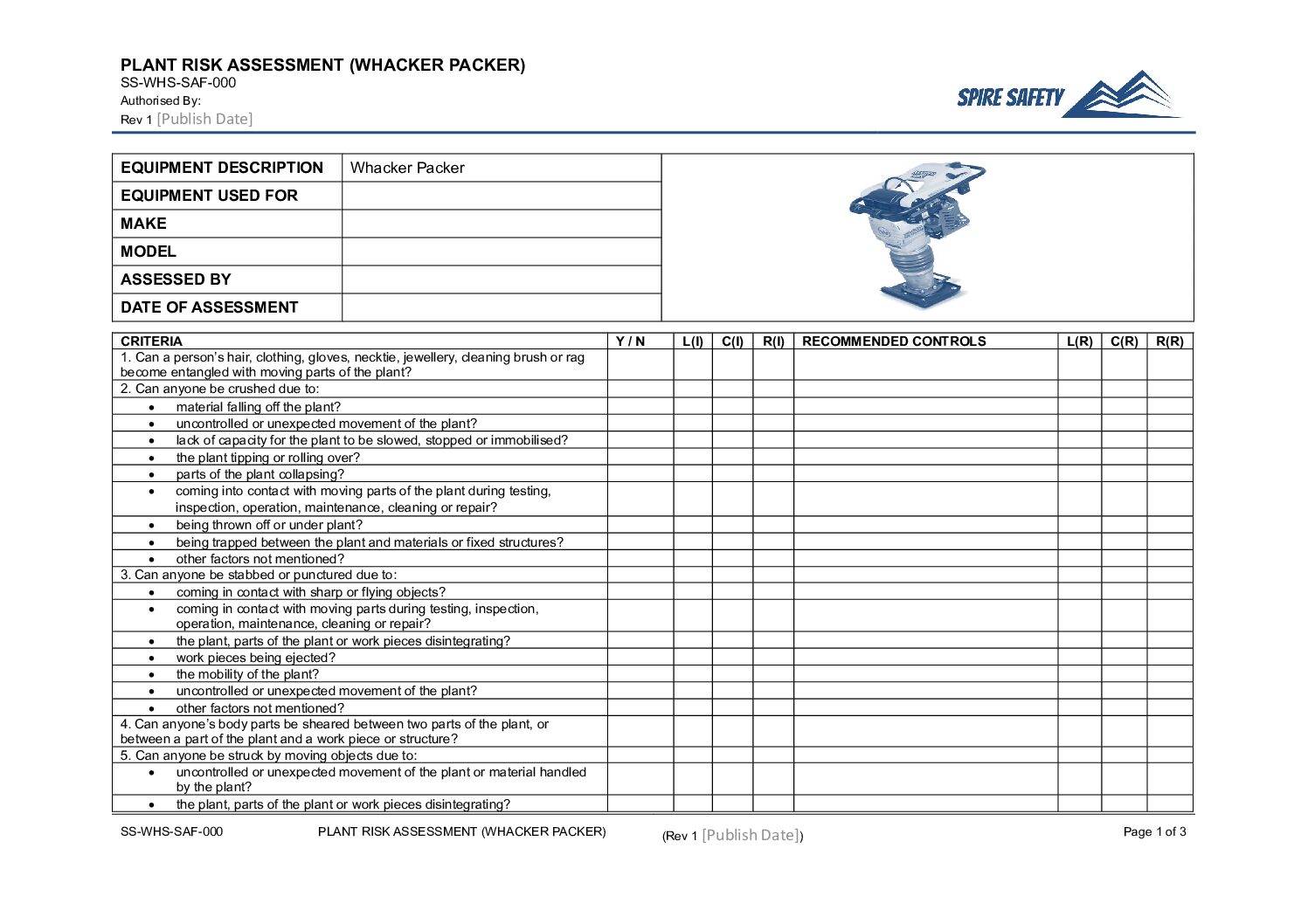 Free Wacker Packer Risk Assessment Template image