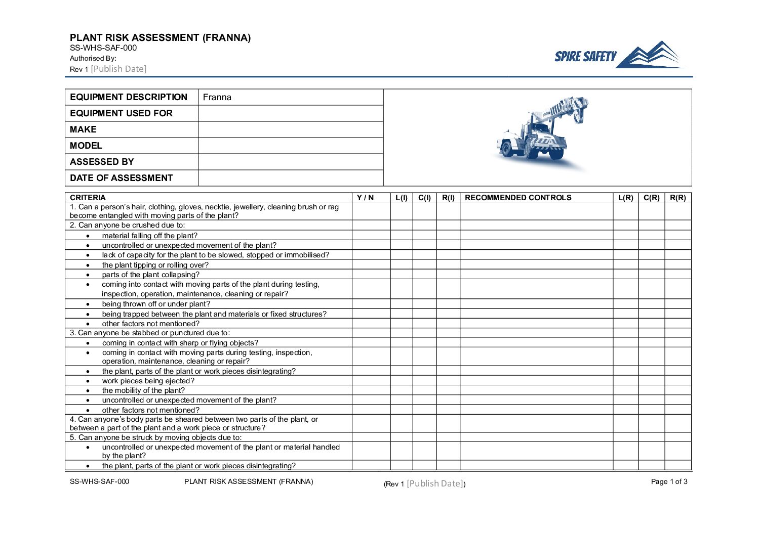 Free Franna Risk Assessment Template image