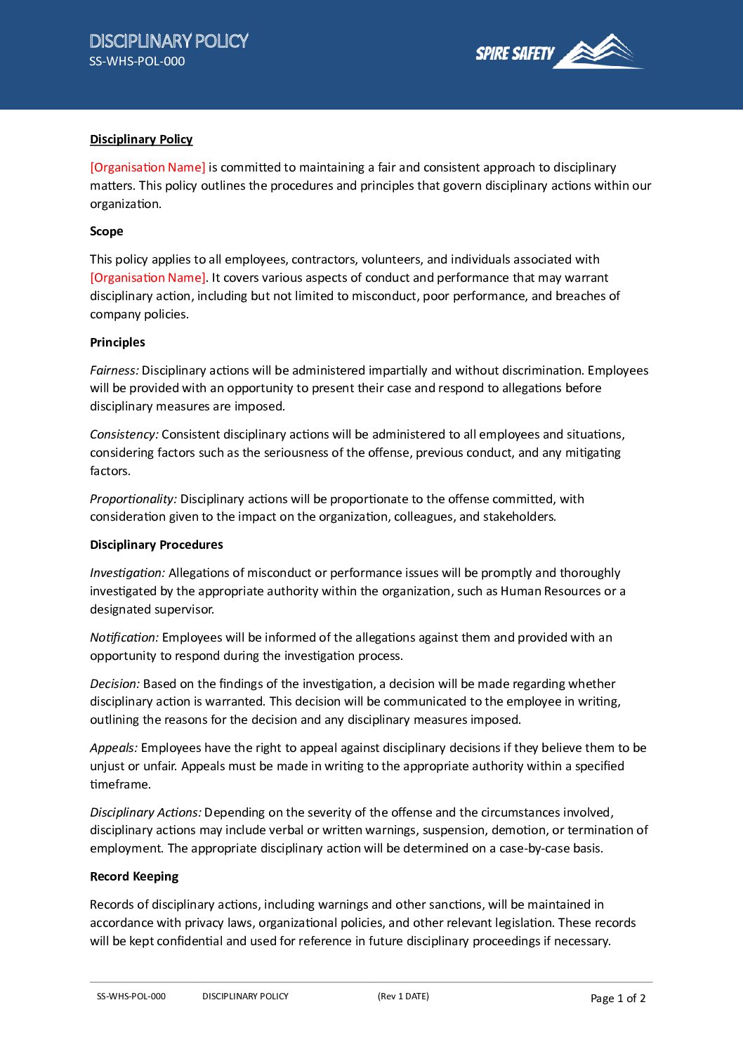 Free Disciplinary Policy Template image