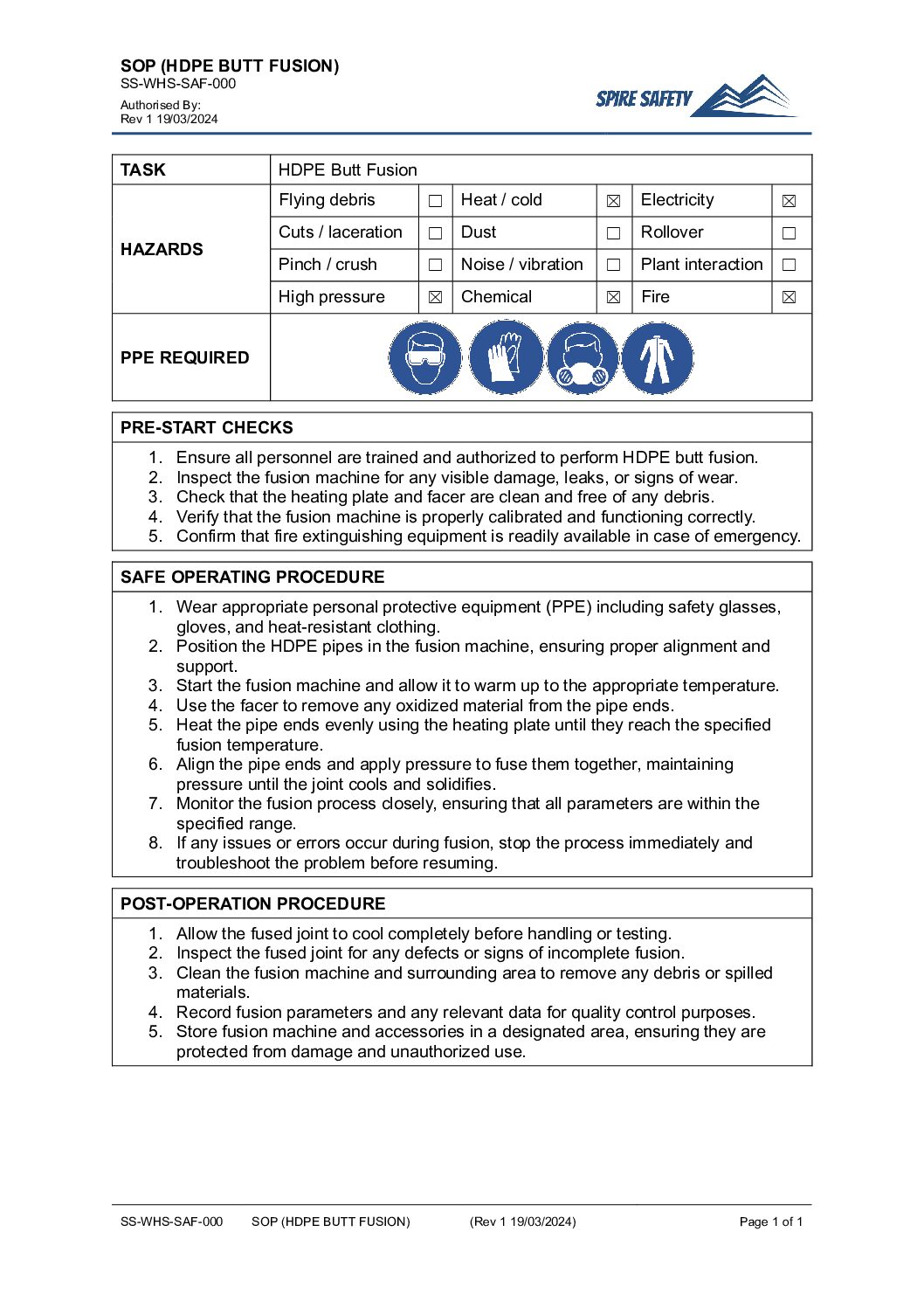FREE HDPE Butt Fusion SOP (Safe Operating Procedure) Template image