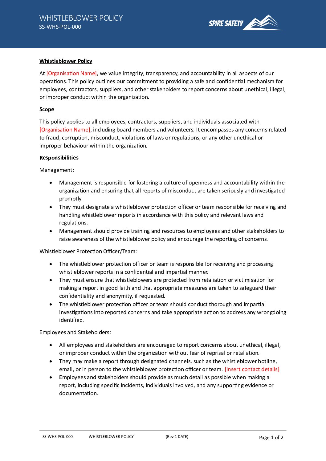 Free Whistleblower Policy Template image