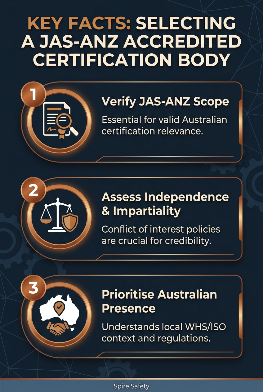 Essential facts and criteria for selecting a JAS-ANZ accredited certification body for your ISO certification in Australia.