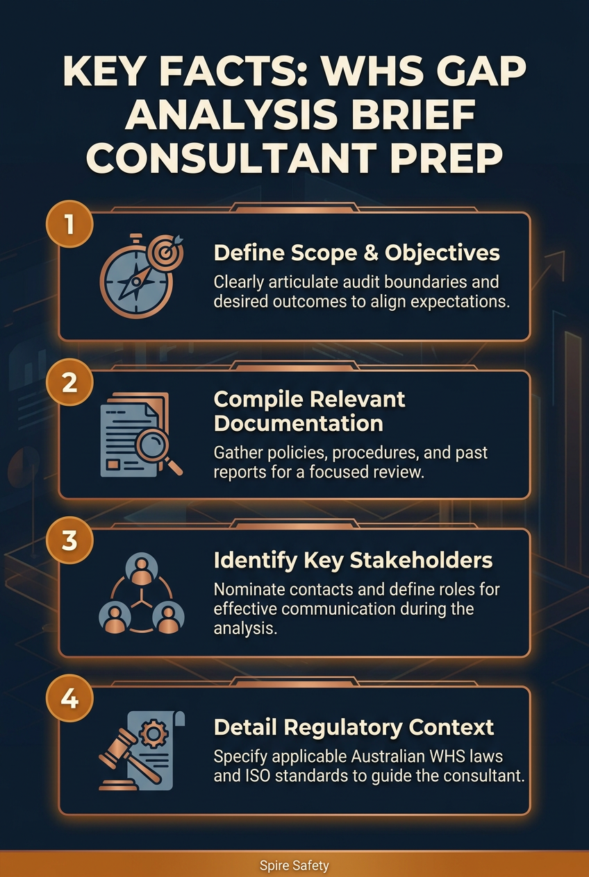 Understand key facts. Prepare for your WHS gap analysis brief and optimise review costs with pre-consultation documentation.