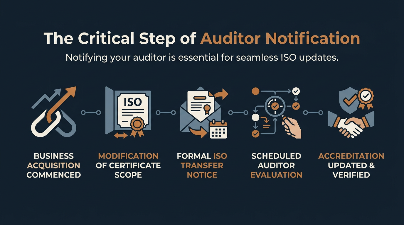 Auditor Notification for ISO Acquisitions Crucial auditor notification step for ISO certification transfer in business acquisitions