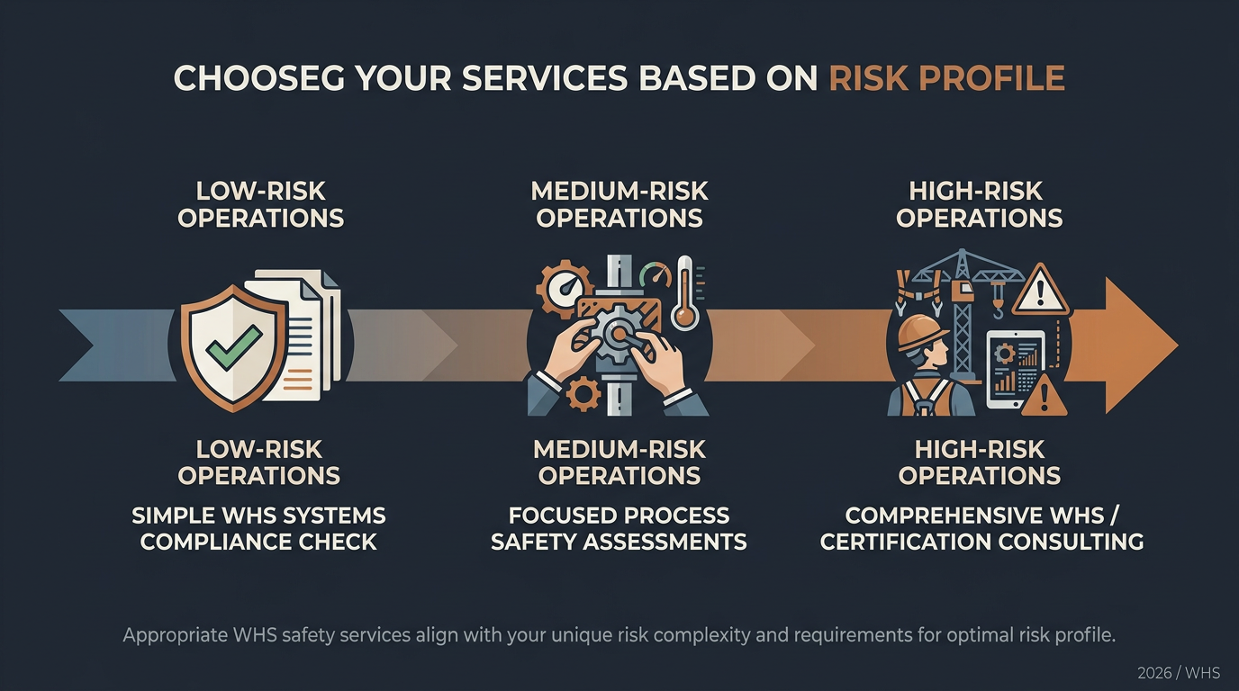 Australian WHS Risk Profile & Consulting Costs Choosing WHS consulting in Australia based on your risk profile and budget.