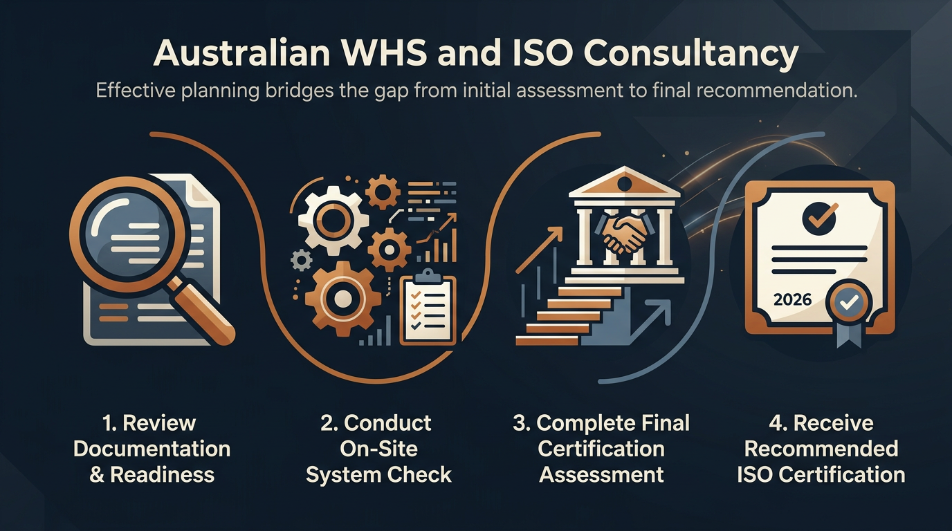 ISO Audit Stage Transitions Diagram illustrating the transition between ISO audit stages, showing key requirements.