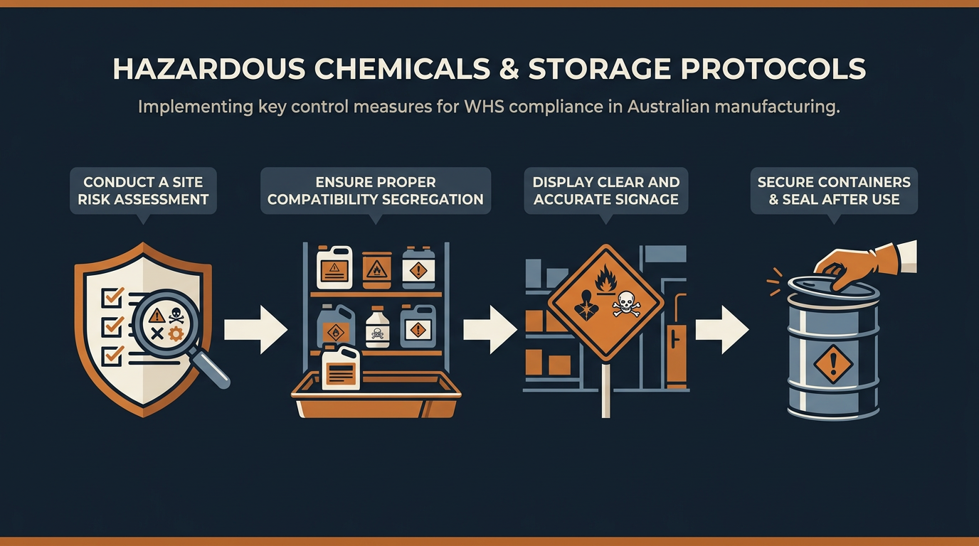 Hazardous chemical storage WHS Australia Safe hazardous chemical storage protocols for Australian manufacturing SMEs WHS