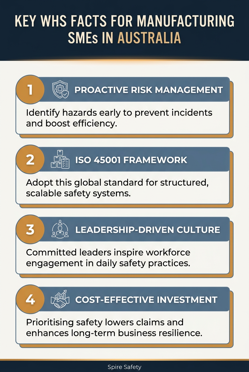 Essential WHS facts for Australian manufacturing SMEs, covering compliance, risks and effective safety management.
