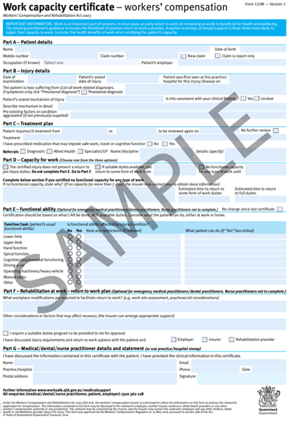 Work Capacity Certificate
