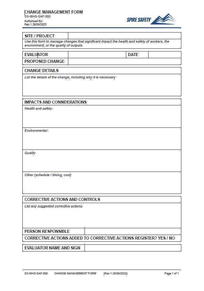 Change Management Form