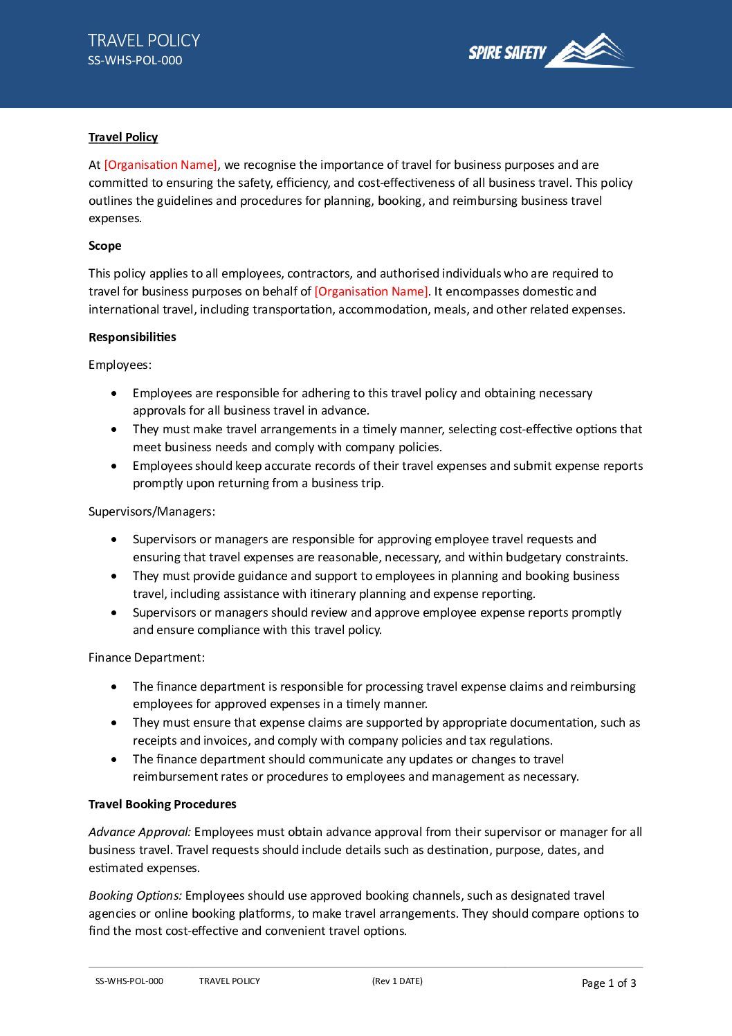 Free Travel Policy Template image