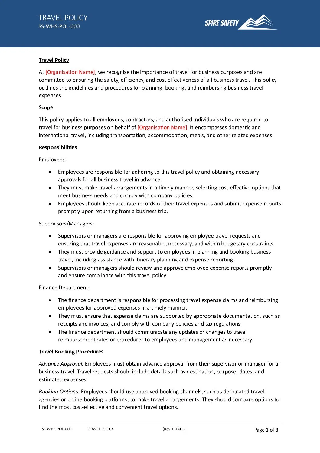 Free Travel Policy Template image