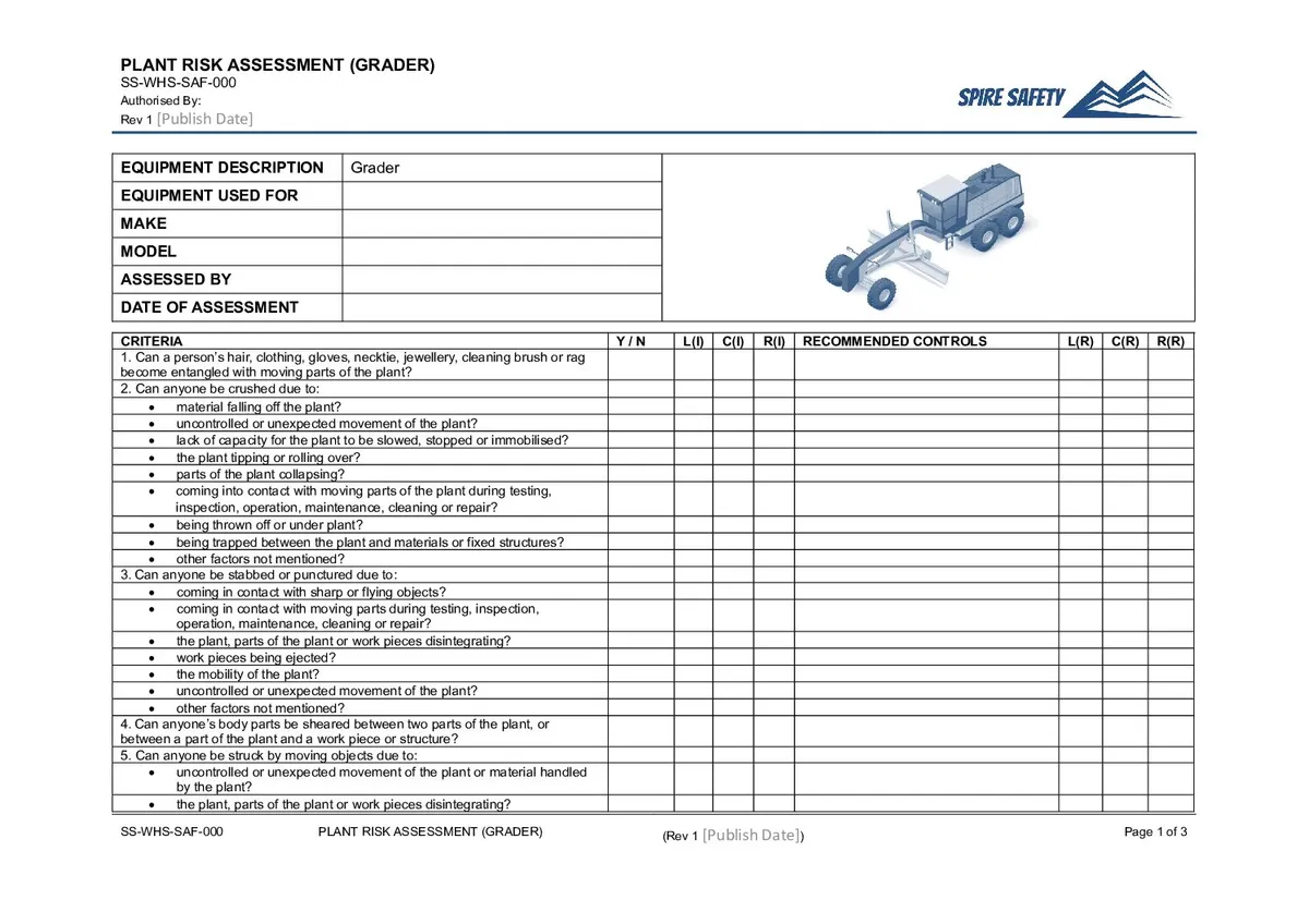 Free Grader Risk Assessment Template image