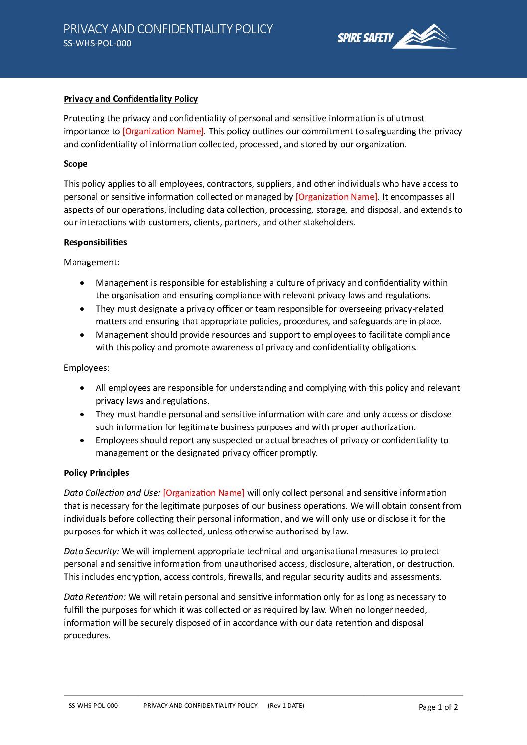 Free Privacy and Confidentiality Policy Template image