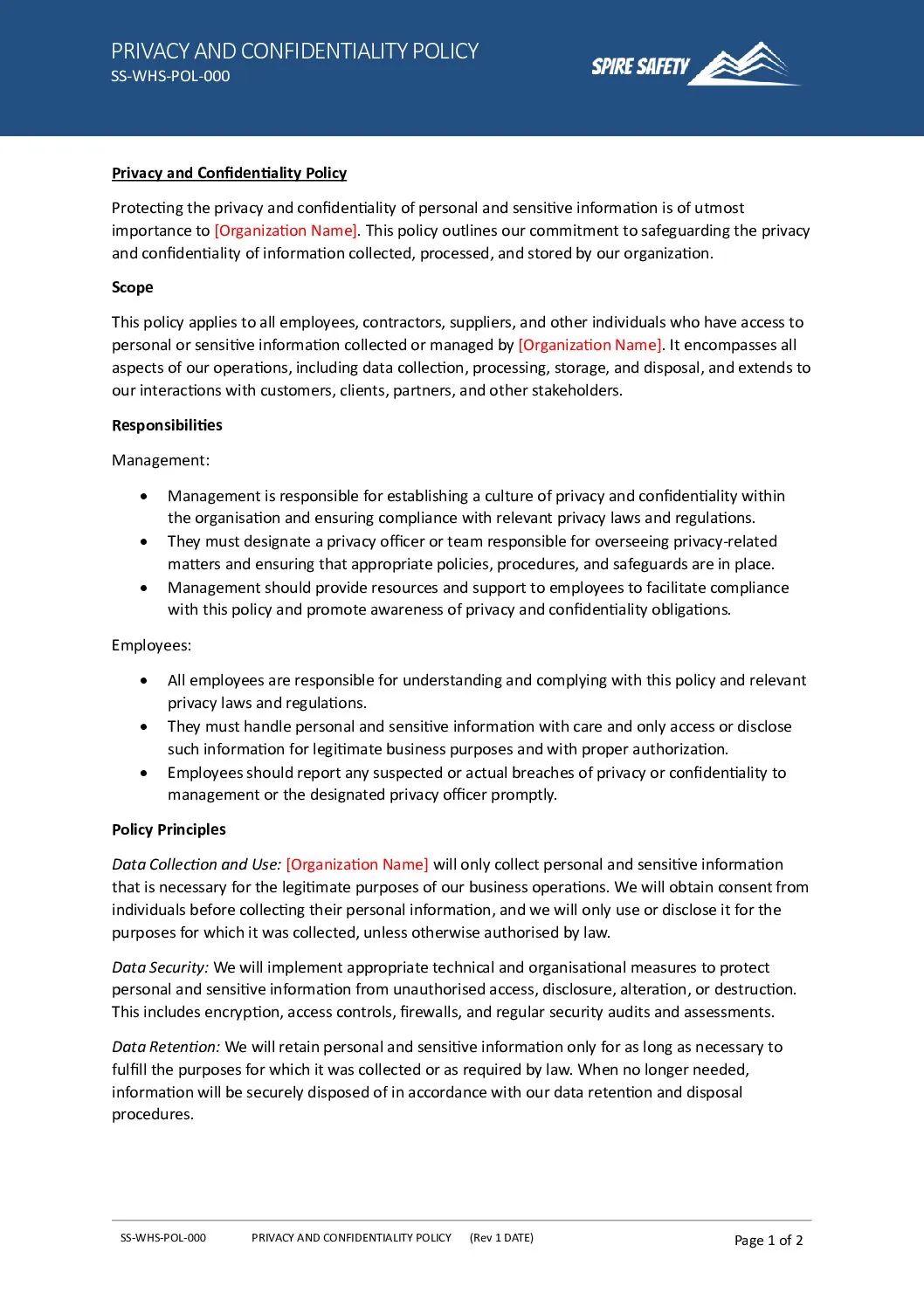 Free Privacy and Confidentiality Policy Template image