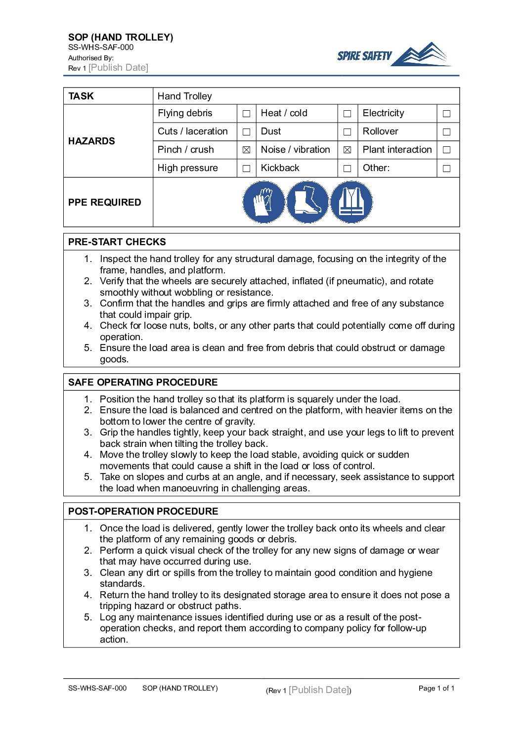 FREE Hand Trolley SOP (Safe Operating Procedure) Template image