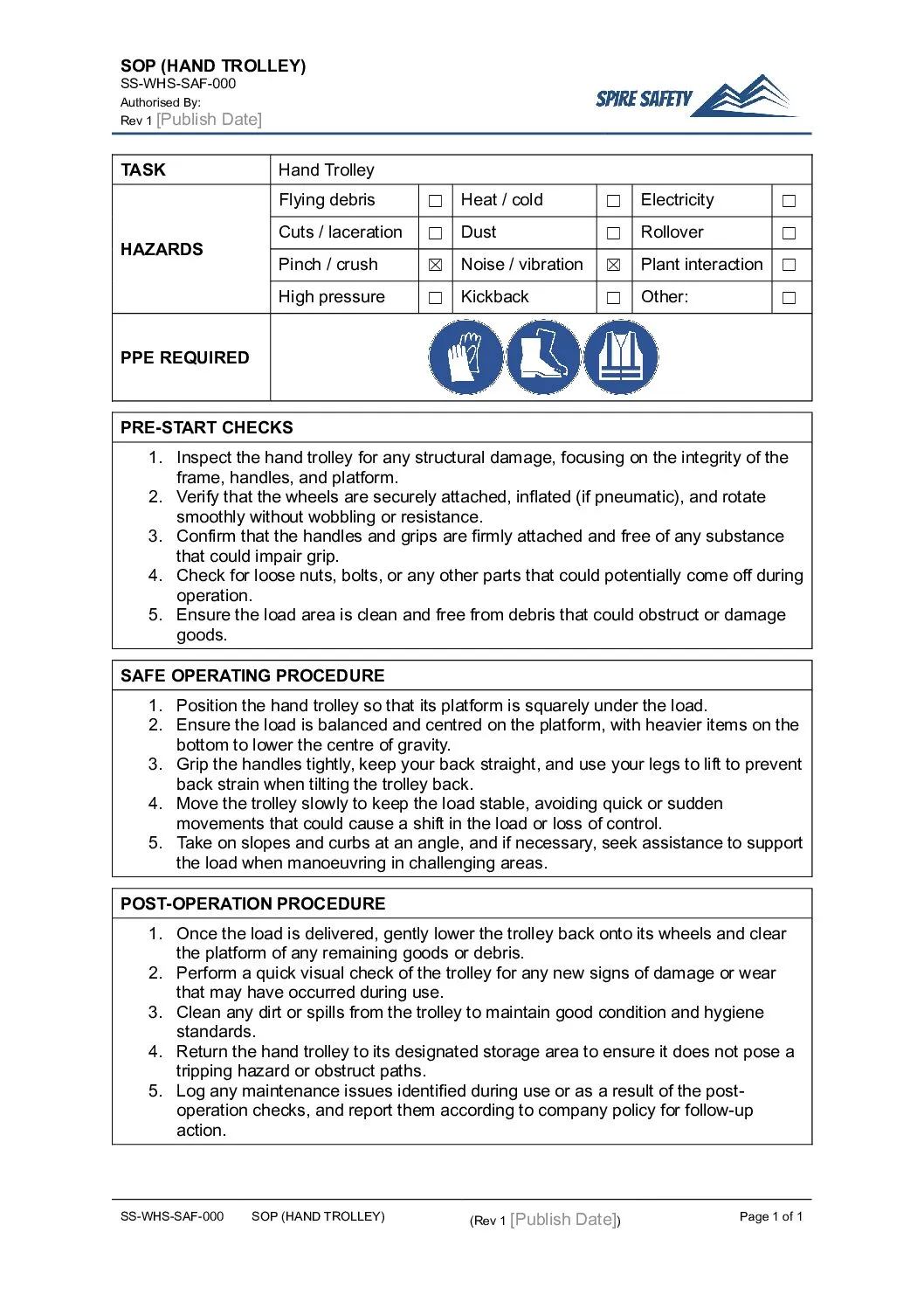 FREE Hand Trolley SOP (Safe Operating Procedure) Template image