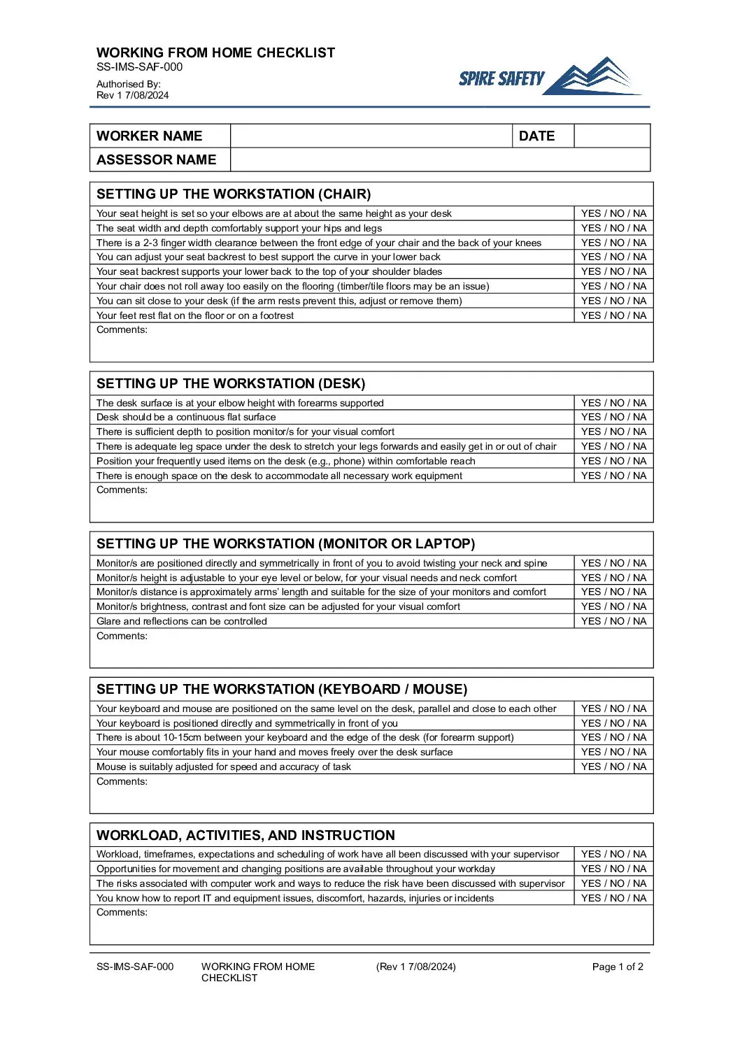 Free Working from Home Checklist Template image