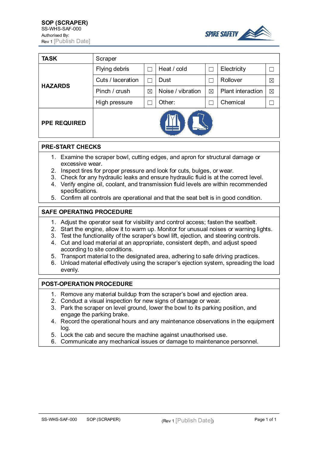 Scraper Sop | Spire Safety Consultants