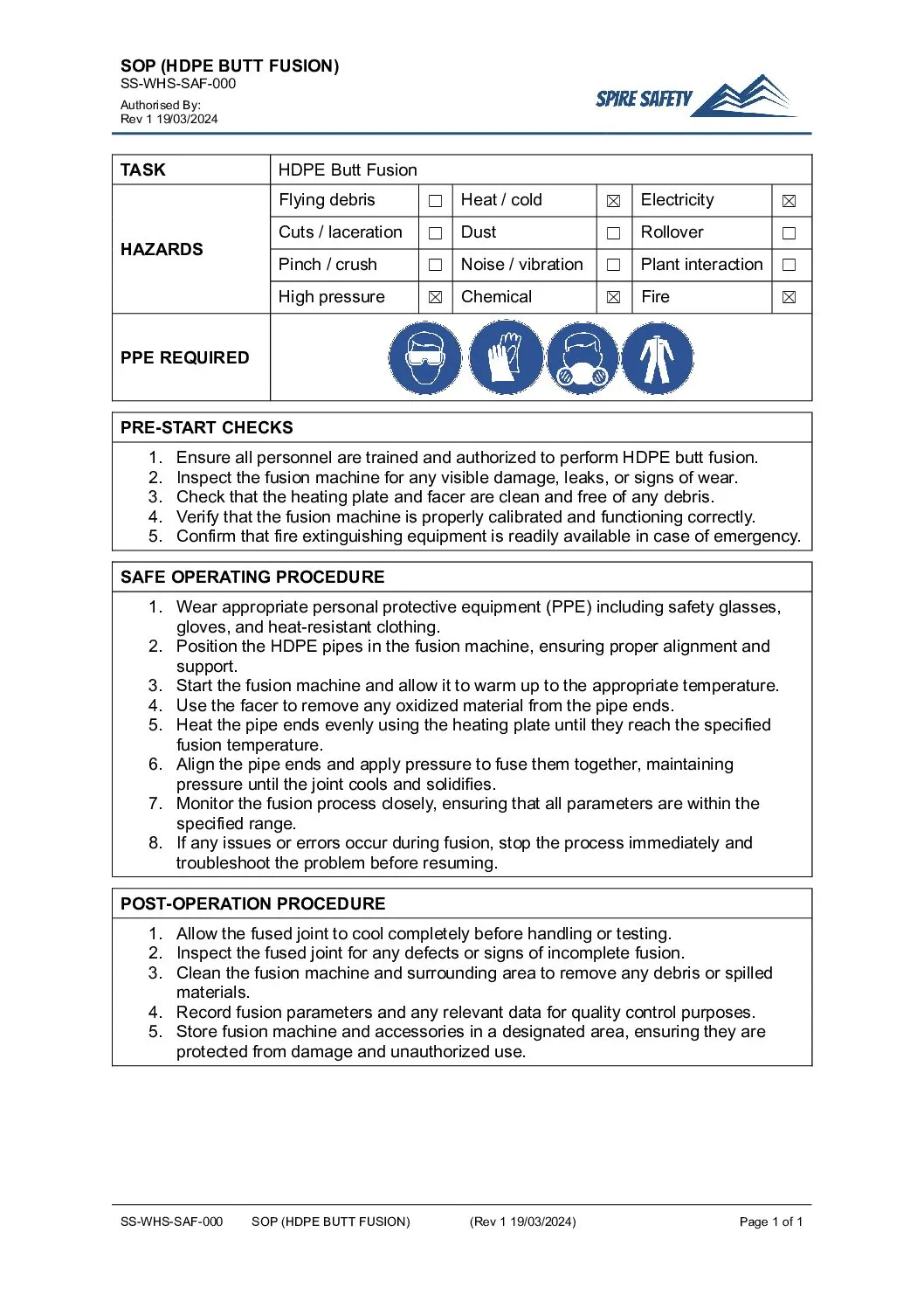 FREE HDPE Butt Fusion SOP (Safe Operating Procedure) Template image