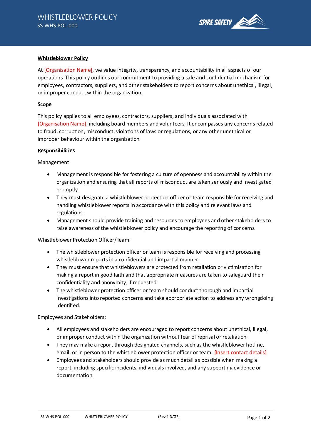 Free Whistleblower Policy Template image