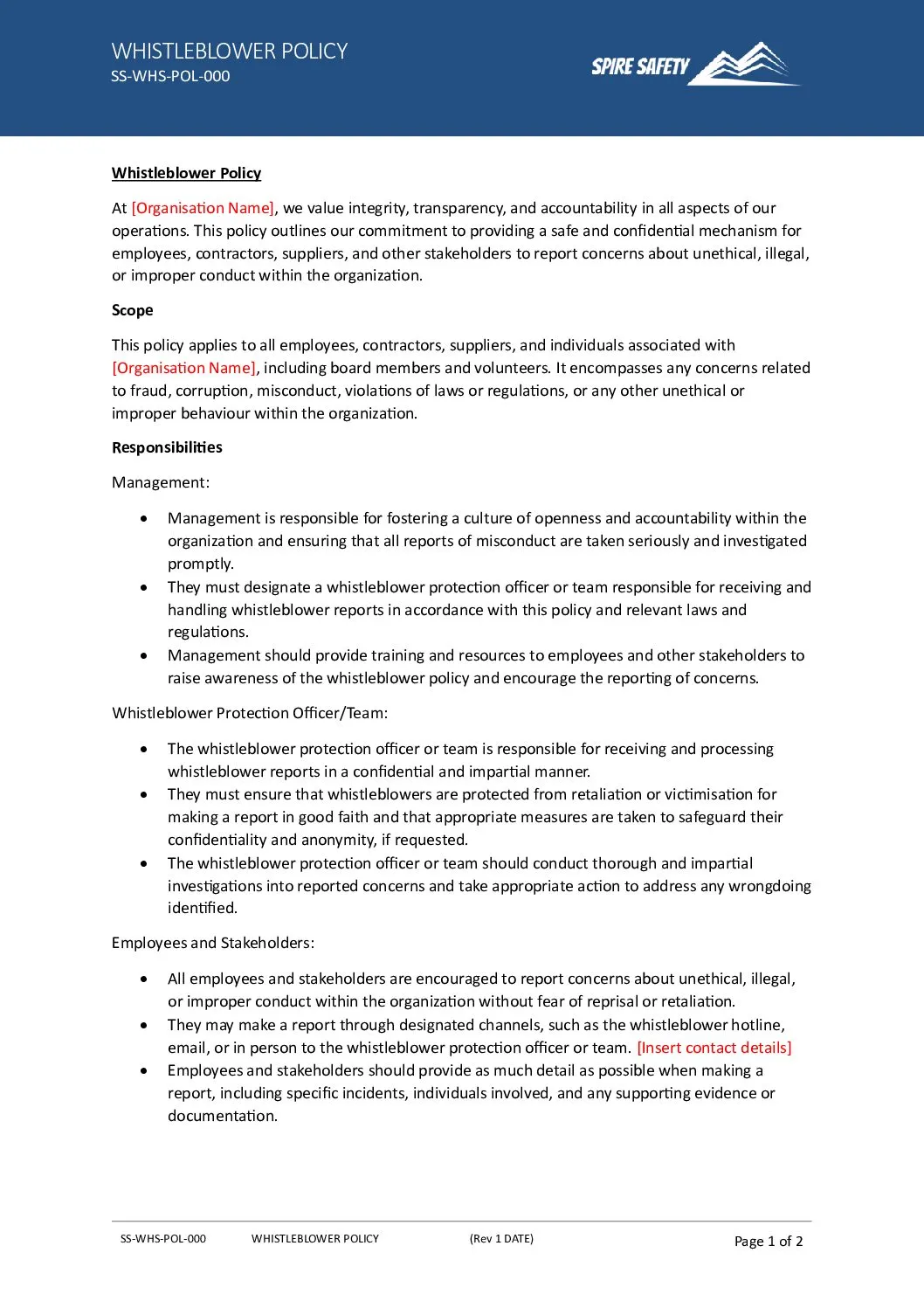 Free Whistleblower Policy Template image