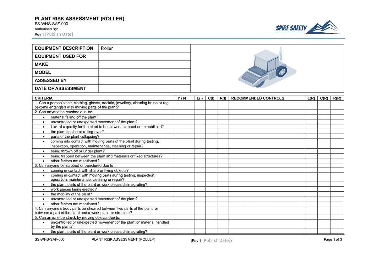 Free Roller Risk Assessment Template image