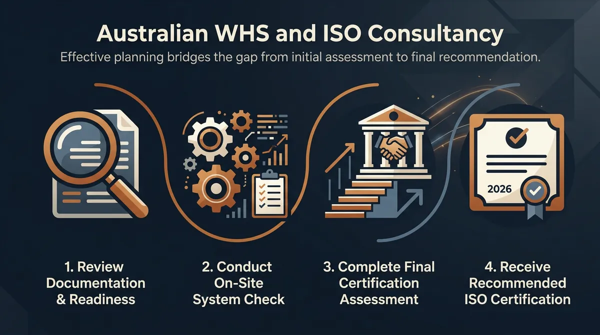 ISO Audit Stage Transitions Diagram illustrating the transition between ISO audit stages, showing key requirements.