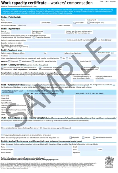 Work Capacity Certificate