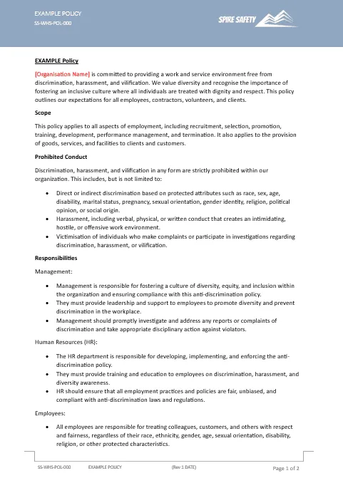Whistleblower Policy example