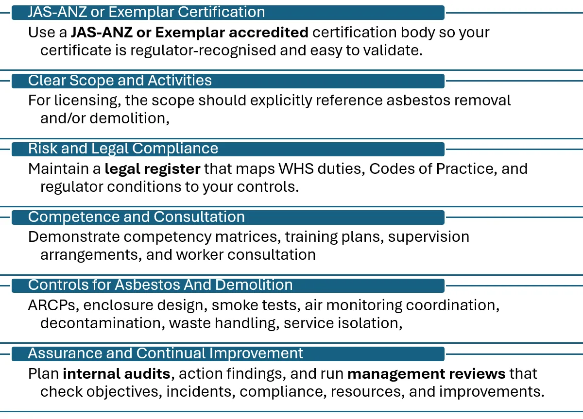Features and Elements for Exemplar Certification