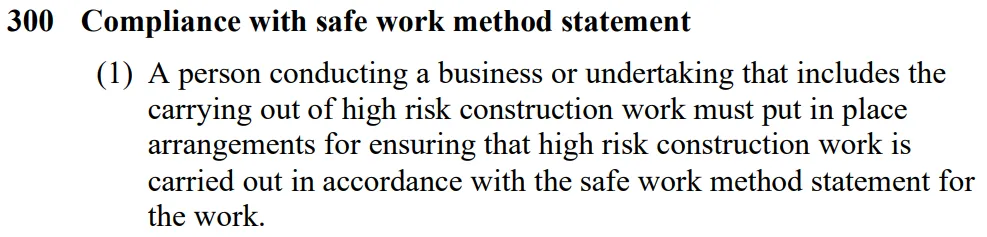 High Risk Construction Work s300