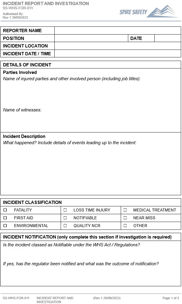 ICAM Incident Investigation Form