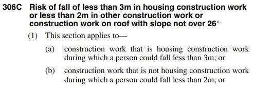 Working at Heights Regulations s(306C)