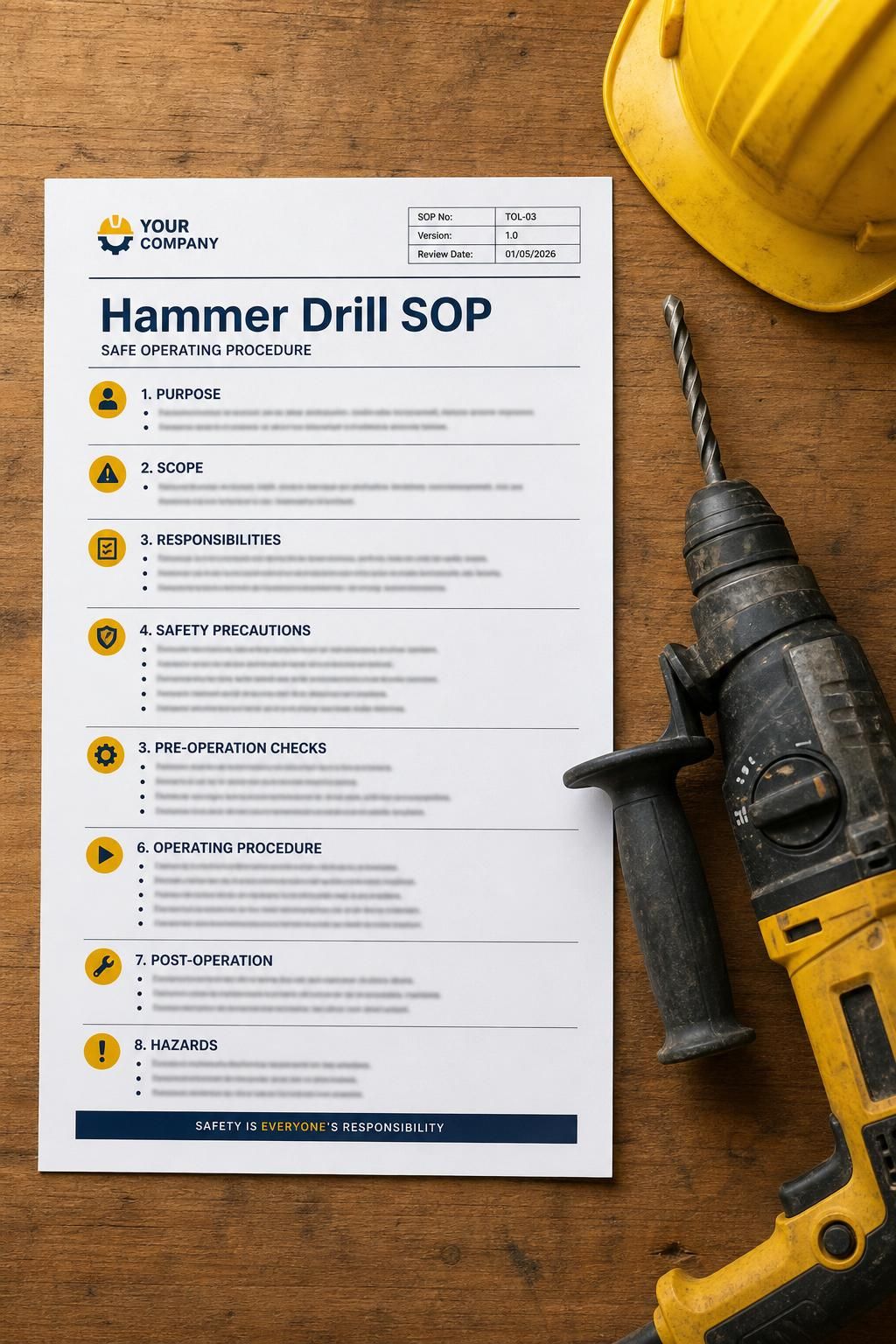 Hammer Drill Safe Operating Procedure template preview
