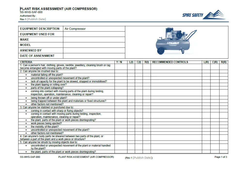 Air Compressor Risk Assessment