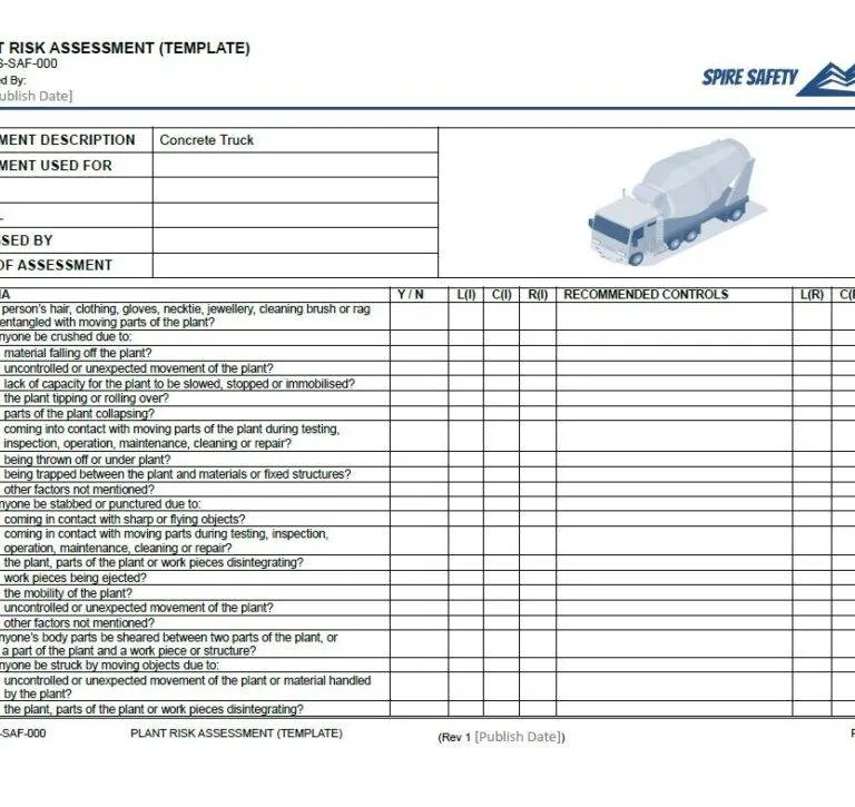 Lorry Risk Assessment Form Free Concrete Truck Risk Assessment Template | Spire Safety Consultants