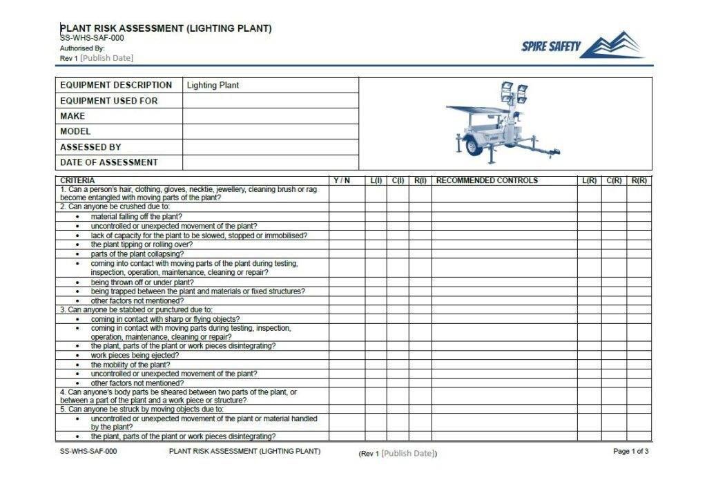 Free Lighting Plant Risk Assessment Template | Spire Safety Consultants