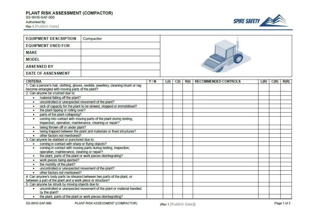 Roller risk assessment template
