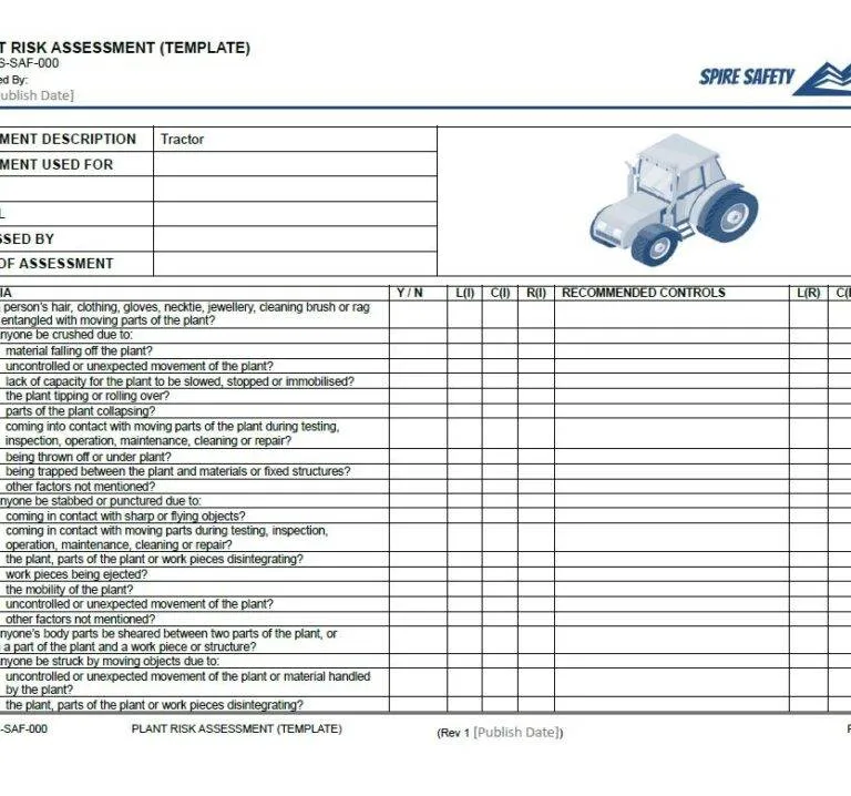Tractor Risk Assessment Template