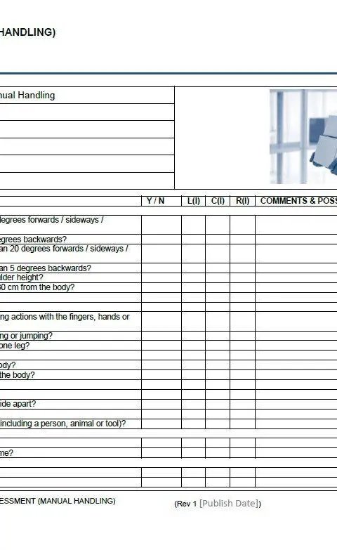 Manual Handling Risk Assessment Template | Spire Safety Consultants